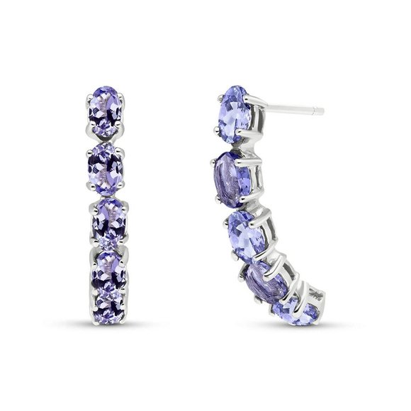 14K. SOLID GOLD EARRINGS WITH NATURAL TANZANITES